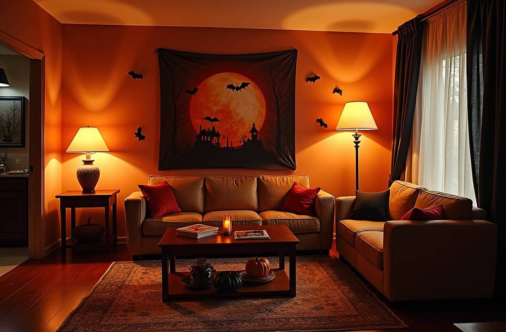 salon décoré pour halloween